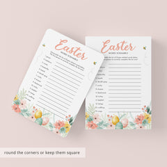 Easter Word Scramble with Answer Key Printable