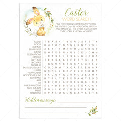 Printable Easter Word Search Game With Hidden Message | Instant ...