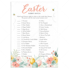 Easter Rabbit Match with Answer Key Printable by LittleSizzle