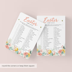 Easter Rabbit Match with Answer Key Printable