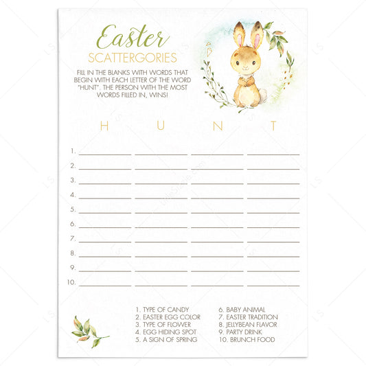 Easter Scattergories Printable & Virtual Digital Files by LittleSizzle