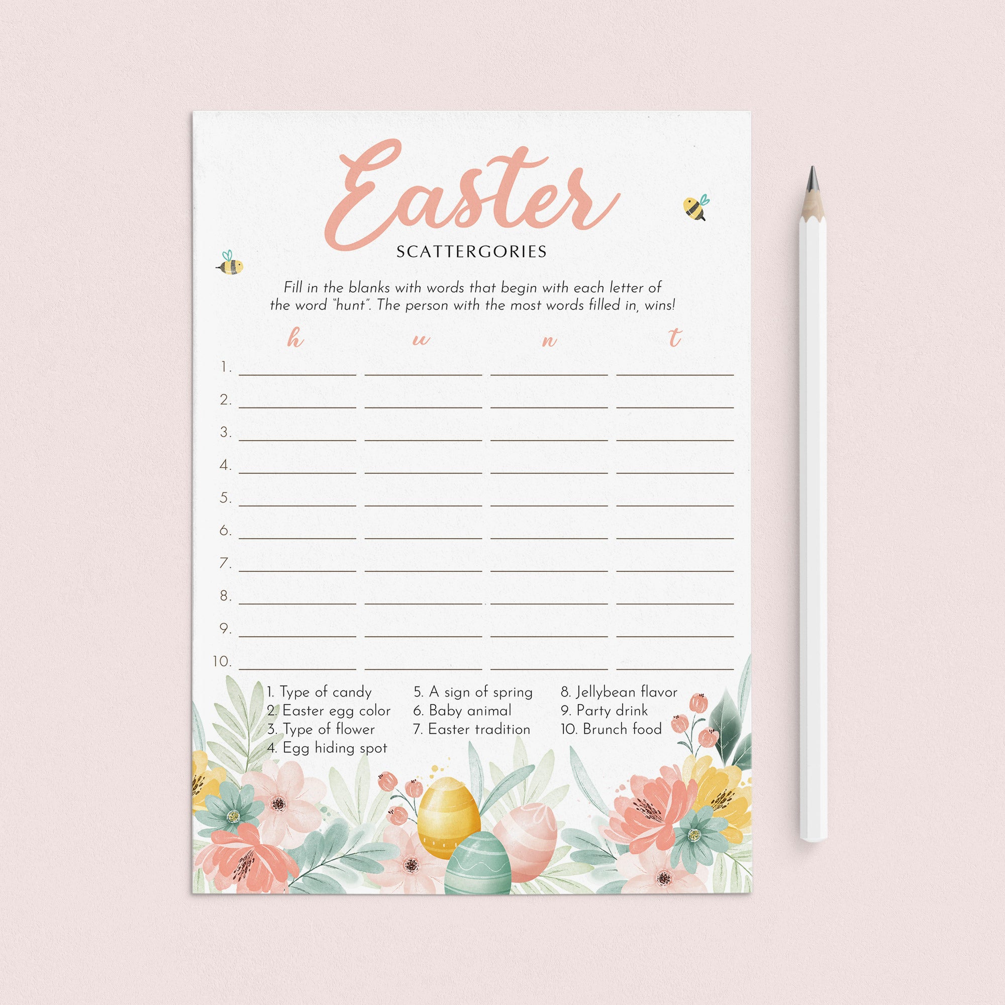 Easter Brunch Game Printable Scattergories by LittleSizzle