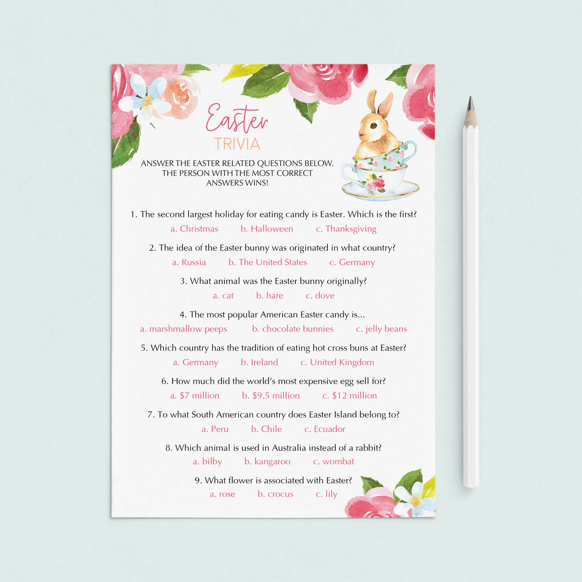 Easter Trivia Game To Print or Play Online by LittleSizzle