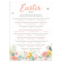 Easter Trivia with Answers Printable by LittleSizzle