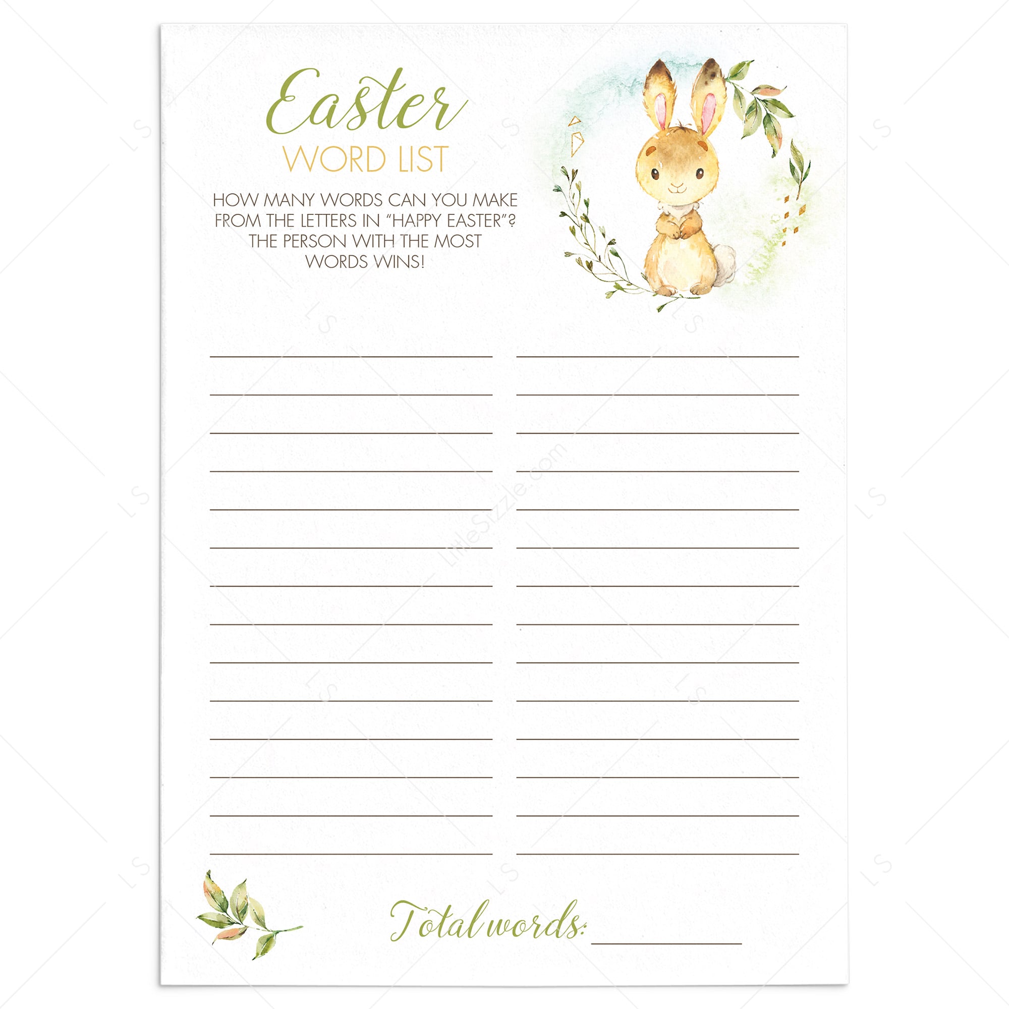Happy Easter Word List Game Printable & Virtual by LittleSizzle