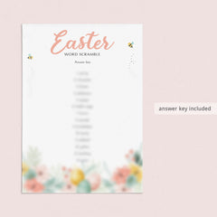 Easter Word Scramble with Answer Key Printable