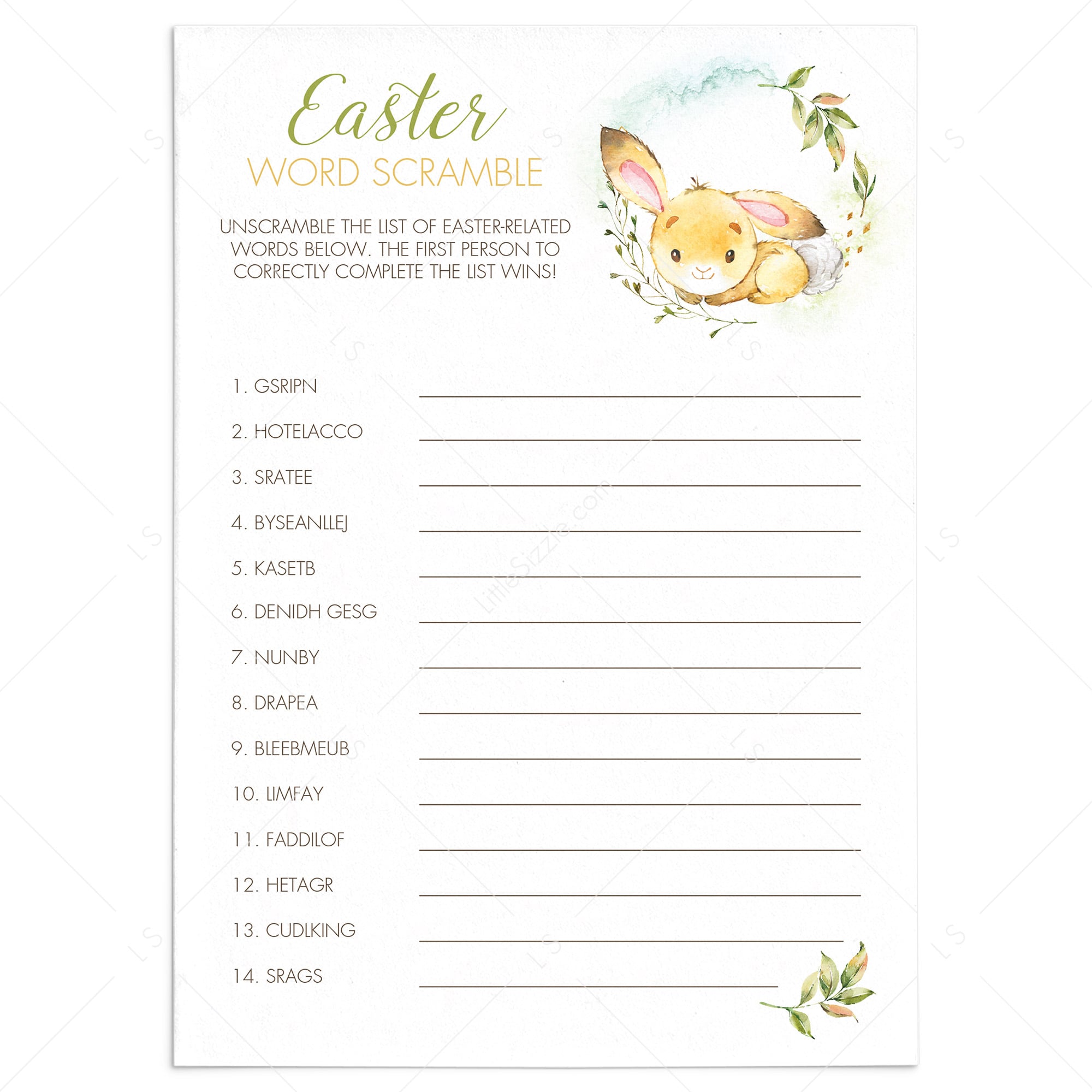 (Zoom) Easter Game Unscramble The Words Instant Download by LittleSizzle