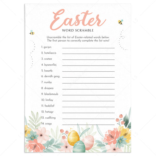 Easter Word Scramble with Answer Key Printable by LittleSizzle