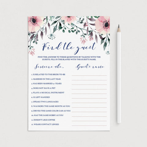 Find the Guest Bridal Shower Games Printable | Editable template ...