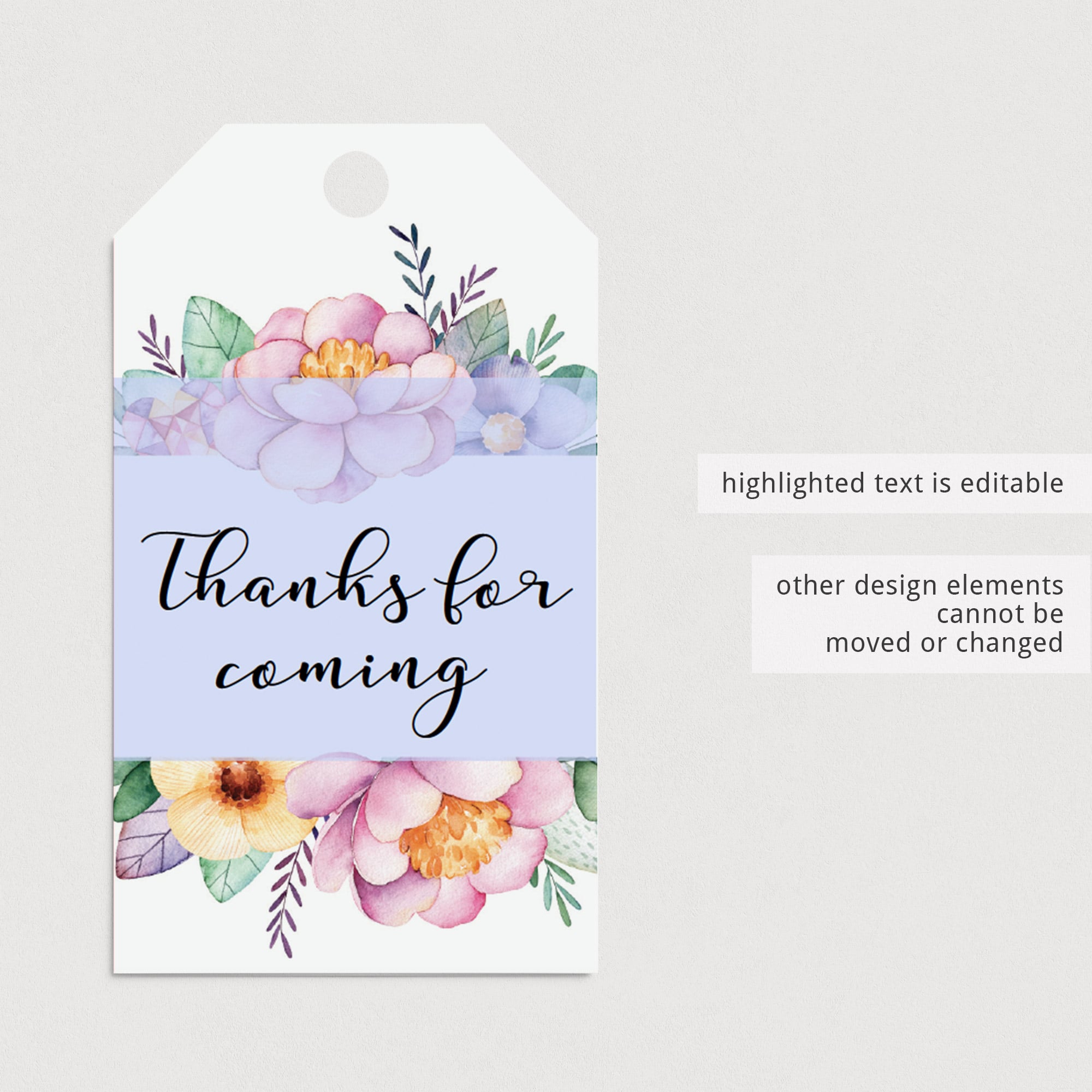 Printable favor tag template for floral shower by LittleSizzle