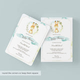 Printable Baby Party Invites Set Woodland Themed Blue