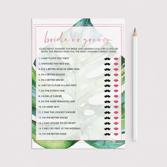 bride or groom bridal shower games tropical themed by LittleSizzle