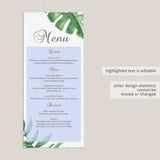 Editable menu card template with green leaves by LittleSizzle
