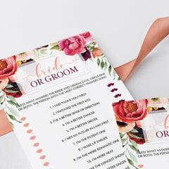 printable boho theme bridal shower game cards