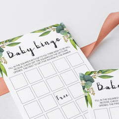 Gender neutral baby shower game prefilled bingo cards download by LittleSizzle