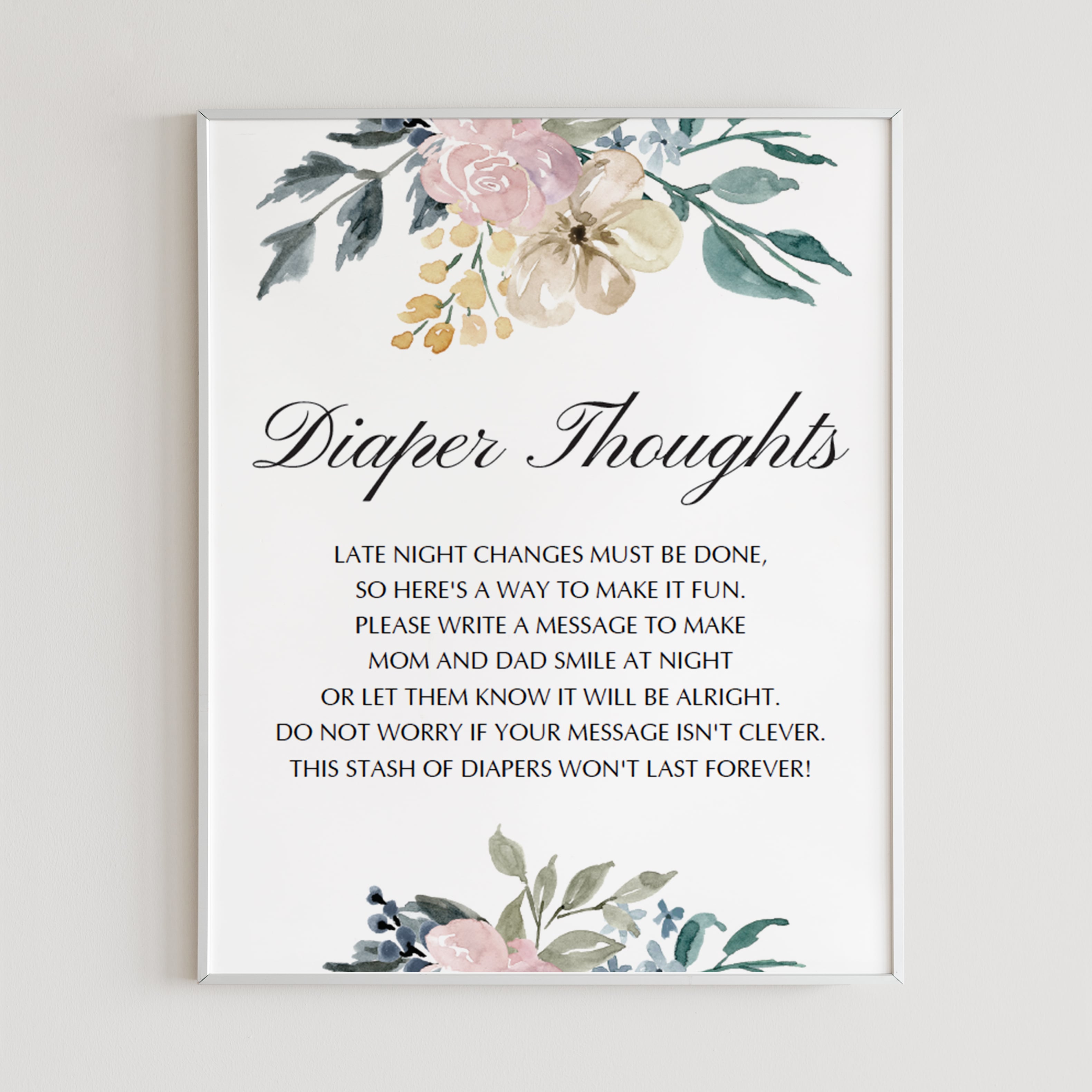 Flower baby shower activity printable diaper thoughts by LittleSizzle