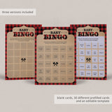 Buffalo Plaid Baby Bingo Cards Prefilled, Blank and Template