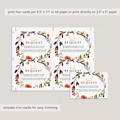 Autumn leaves baby shower book insert cards by LittleSizzle