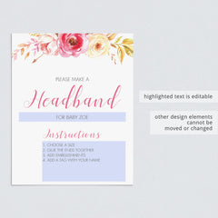 DIY baby shower headband making station sign by LittleSizzle