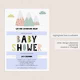 Scandinavian Mountains Baby Shower Invitation