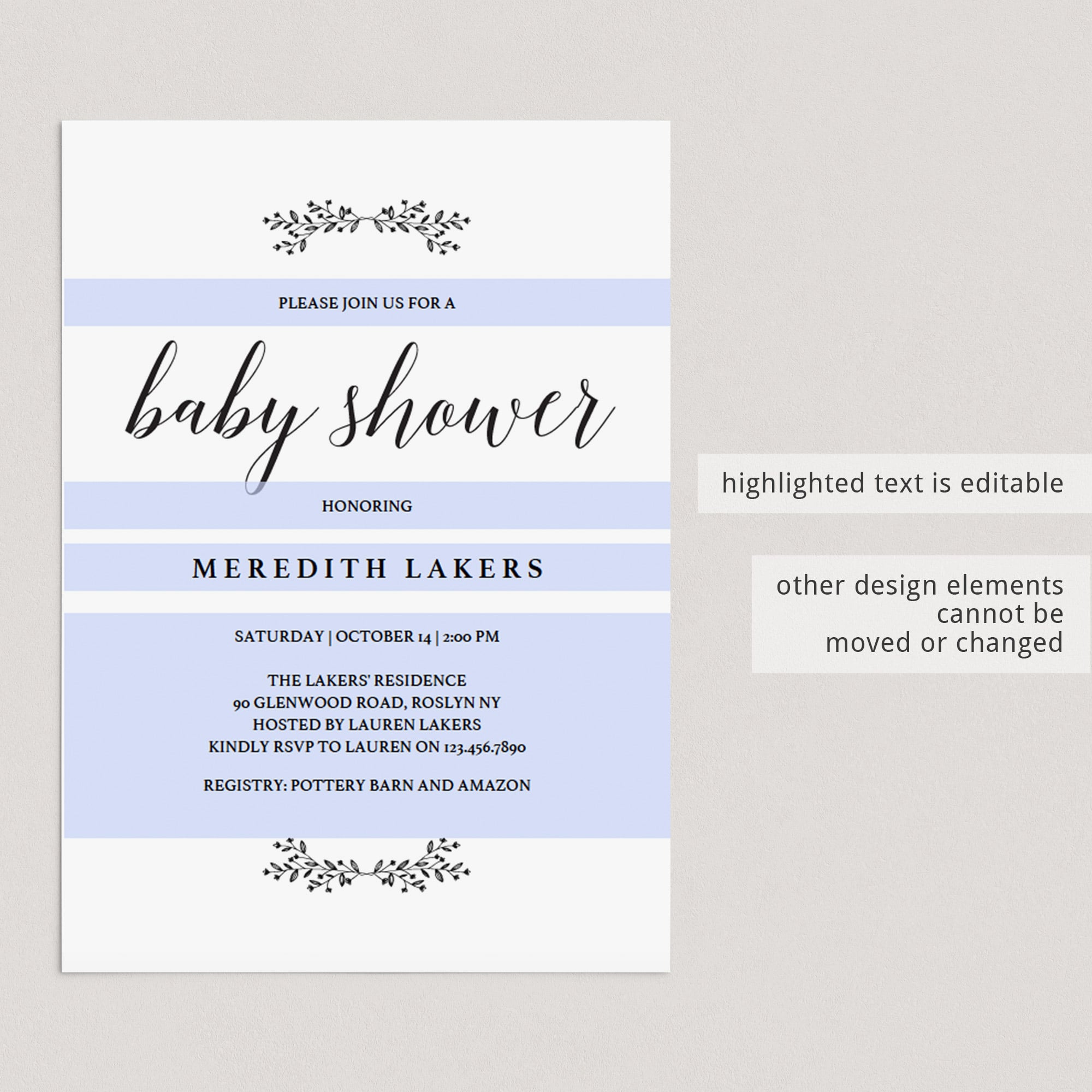 Minimal baby shower evite template instant download by LittleSizzle