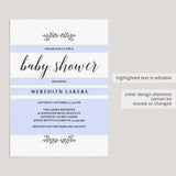 Minimal baby shower evite template instant download by LittleSizzle