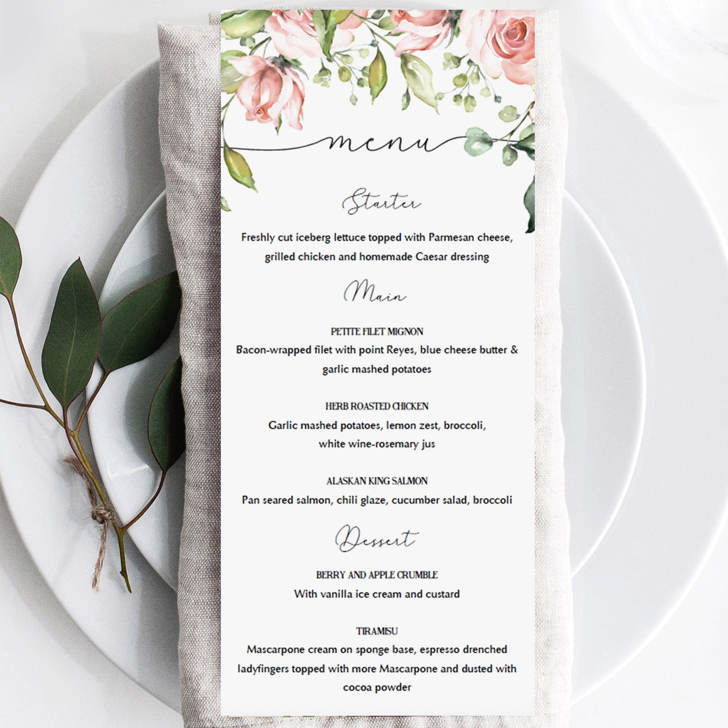 Floral baby brunch menu cards DIY by LittleSizzle