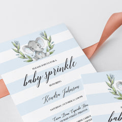 Elephant baby sprinkle invite template by LittleSizzle