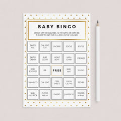 Gold glitter shower printable bingo cards, blank and 30 prefilled cards ...