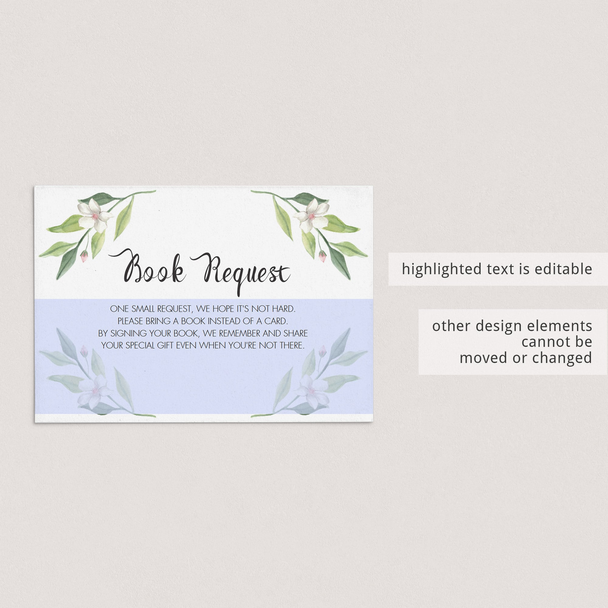 Instant download bring a book request card greenery by LittleSizzle