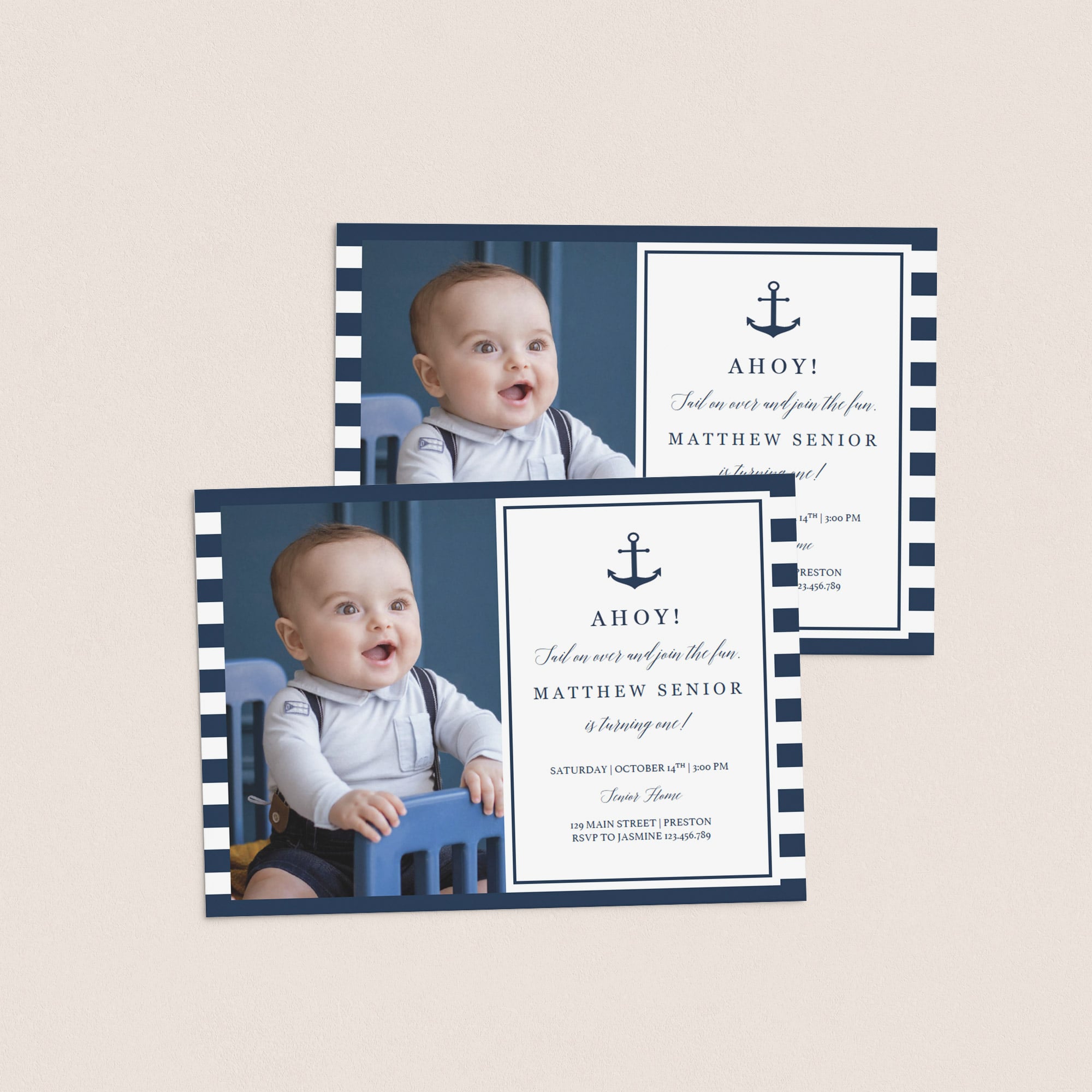 First birthday invitation boy with photo template by LittleSizzle