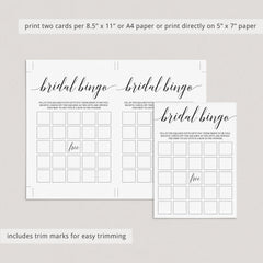 Simple bridal bingo cards printable by LittleSizzle