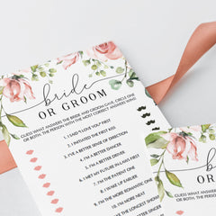 Fun Bridal Shower Bride or Groom Game Templates