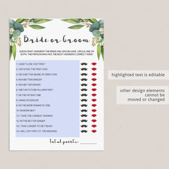 Eucalyptus Bridal Shower Games Pack Download