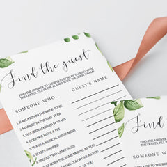 greenery bridal party games printables