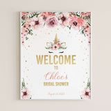 Unicorn Bridal Shower Welcome Sign Template