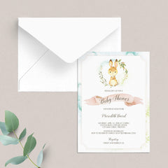 Watercolor Bunny Baby Shower Invitation Template by LittleSizzle