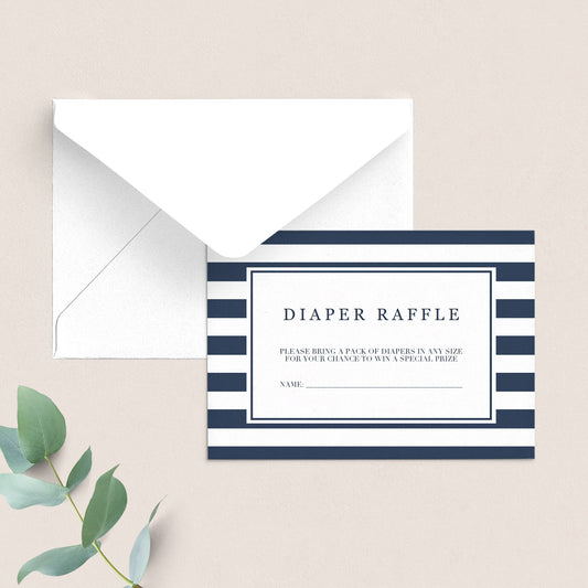 Printable diaper raffle ticket for nautical themed baby shower by LittleSizzle