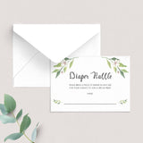 Diaper raffle ticket template with watercolor green leaves by LittleSizzle
