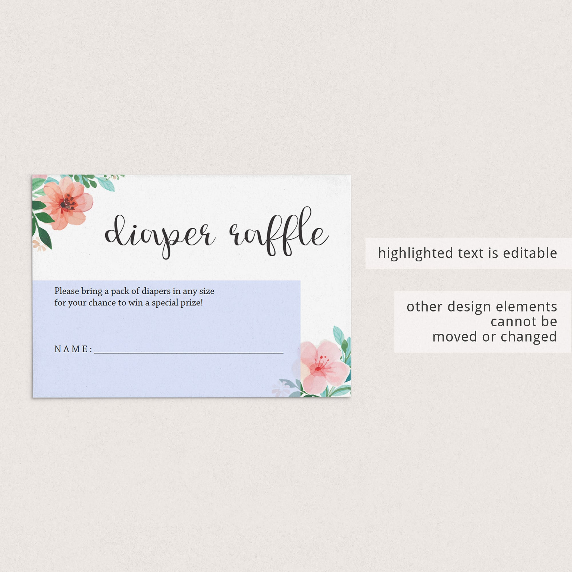 Diaper raffle tickets for baby girl shower by LittleSizzle