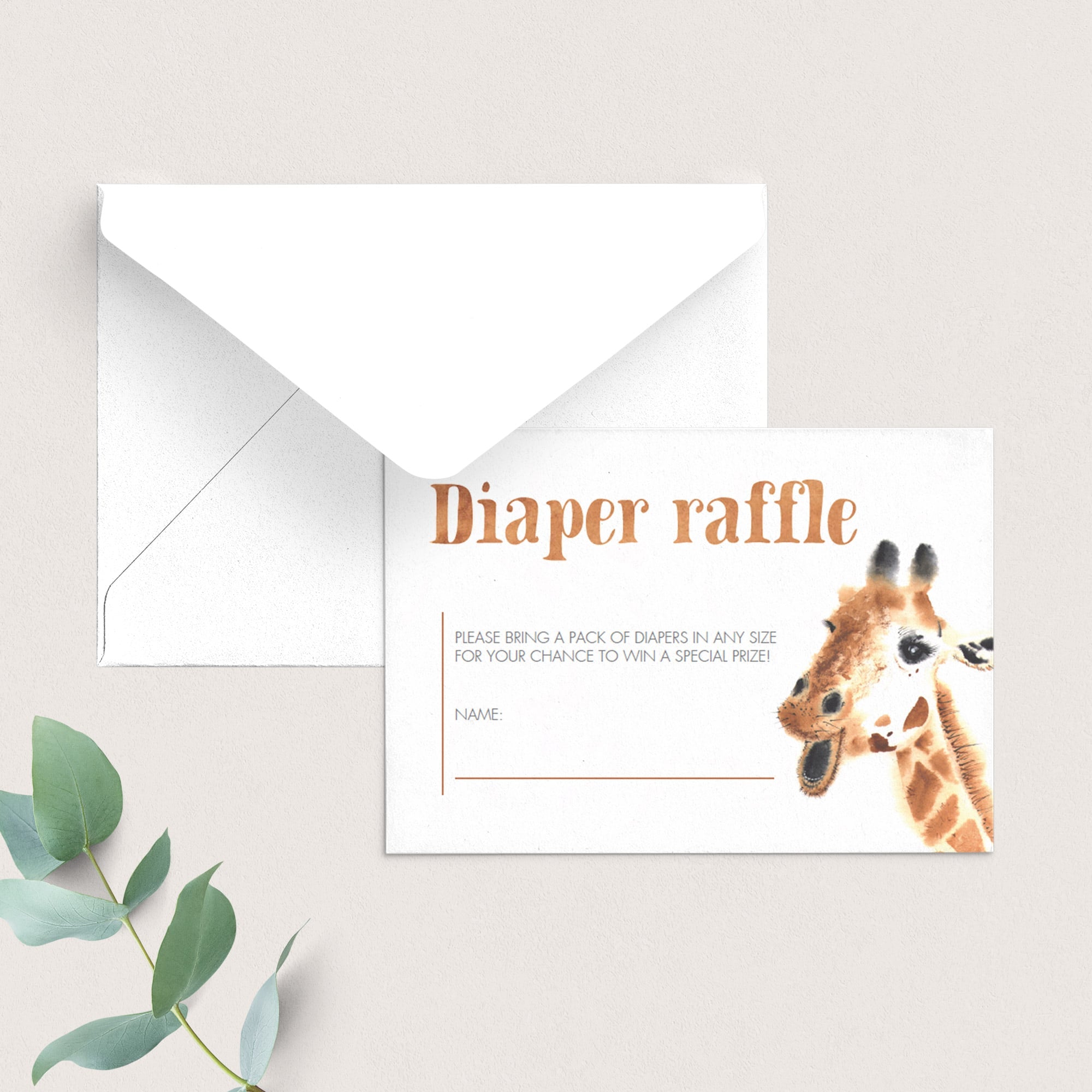 Giraffe Baby Shower Diaper Raffle Card Template by LittleSizzle