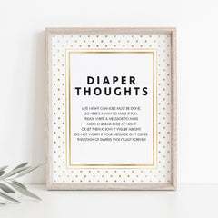 Gold glitter baby games diaper thoughts sign by LittleSizzle