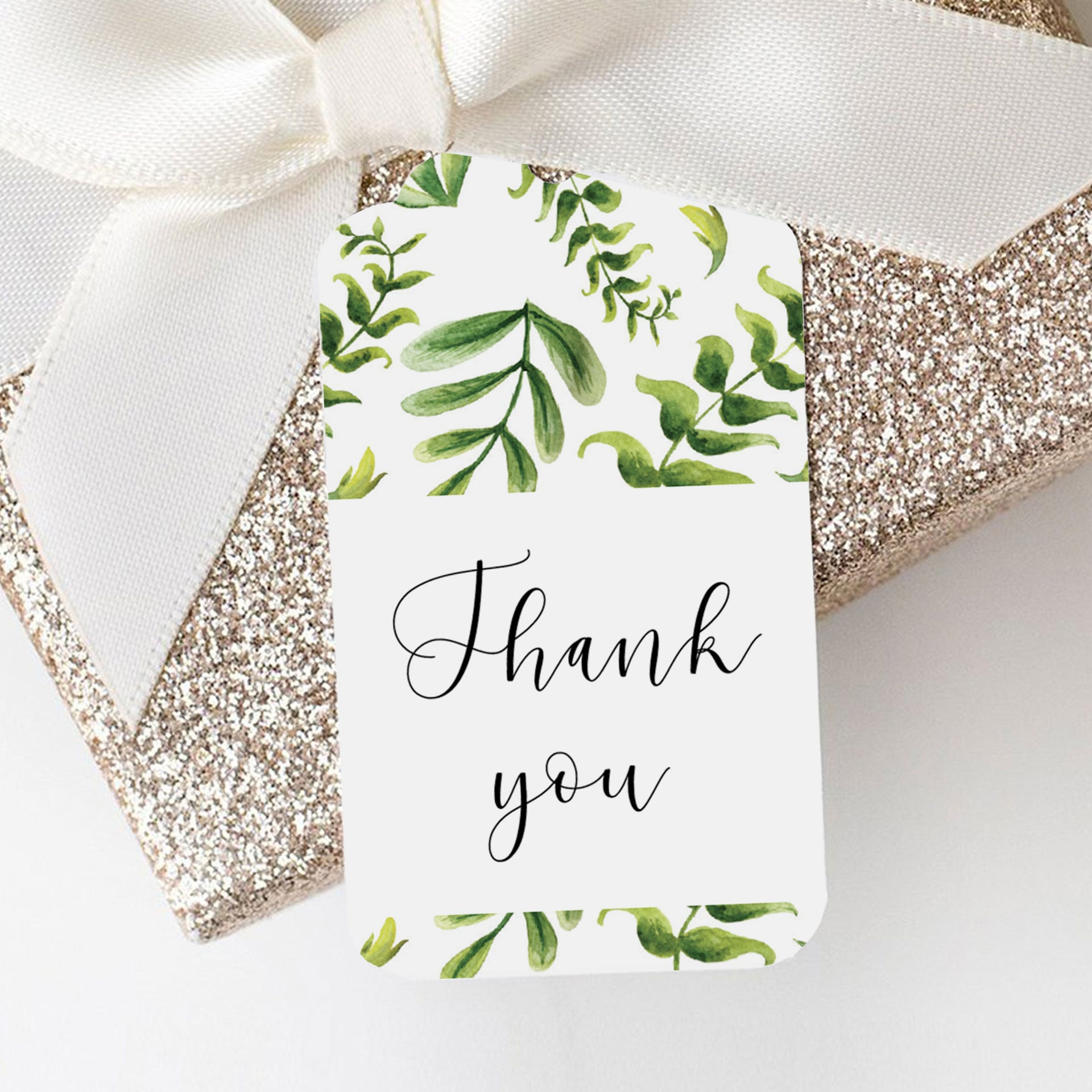 Green leaves favor tag template PDF by LittleSizzle
