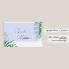 Greenery buffet card template instant download by LittleSizzle