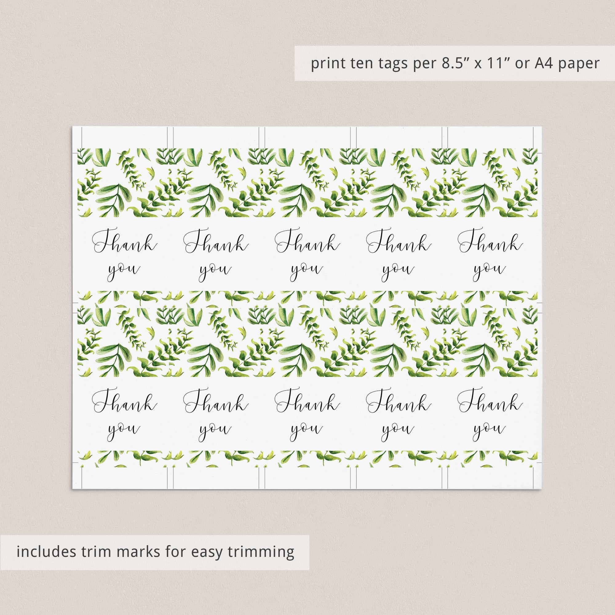 Printable gift labels watercolor greenery by LittleSizzle