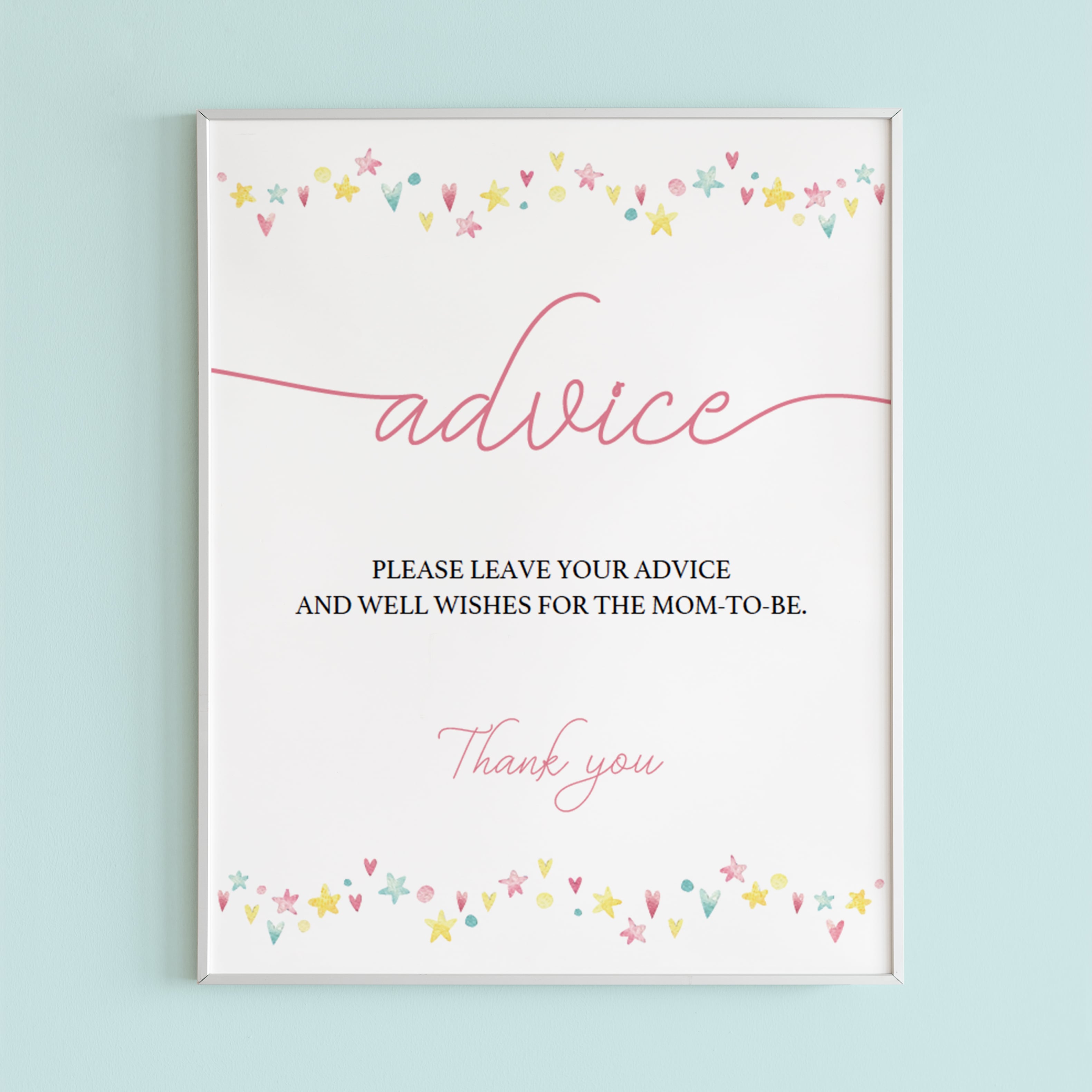 Printable pink baby shower advice sign by LittleSizzle