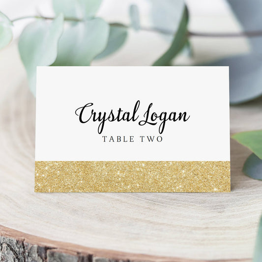 Gold wedding place cards editable template by LittleSizzle