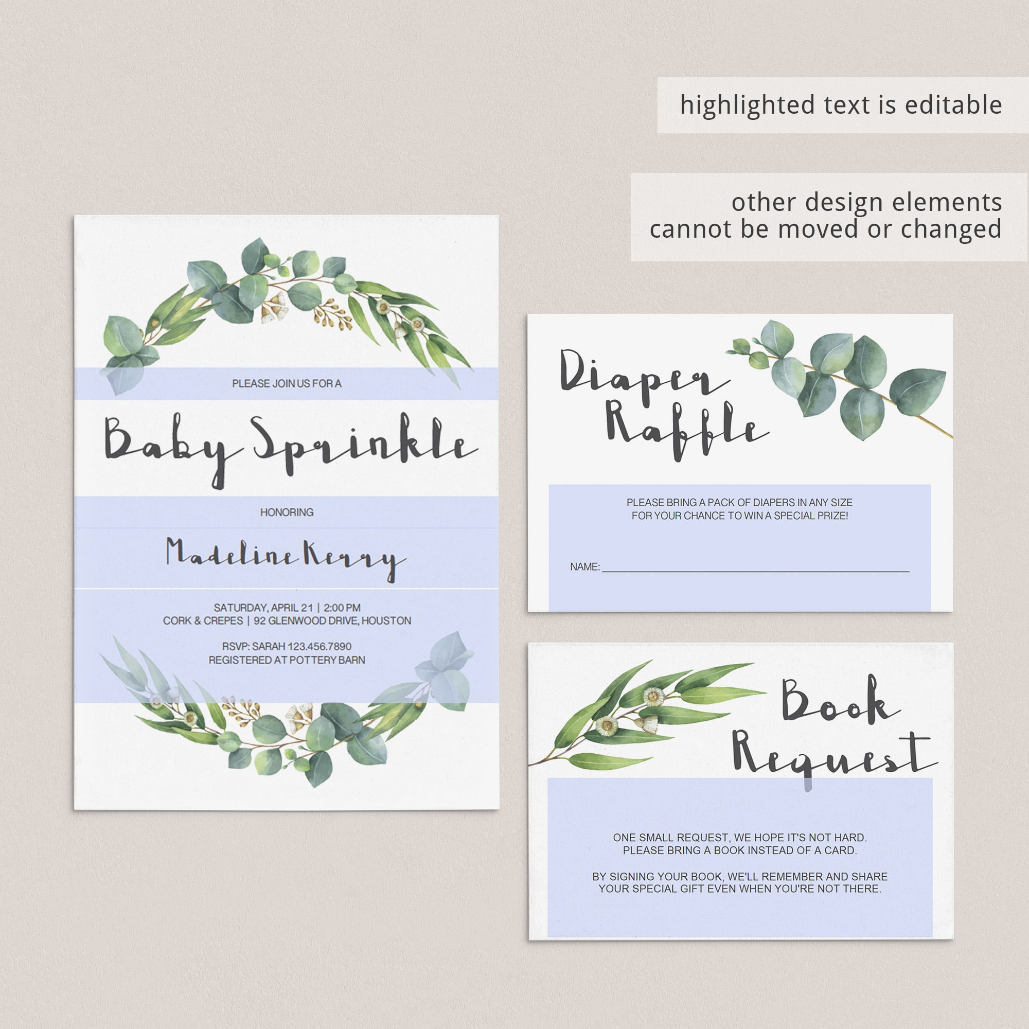 DIY baby sprinkle invite instant download botanical theme by LittleSizzle