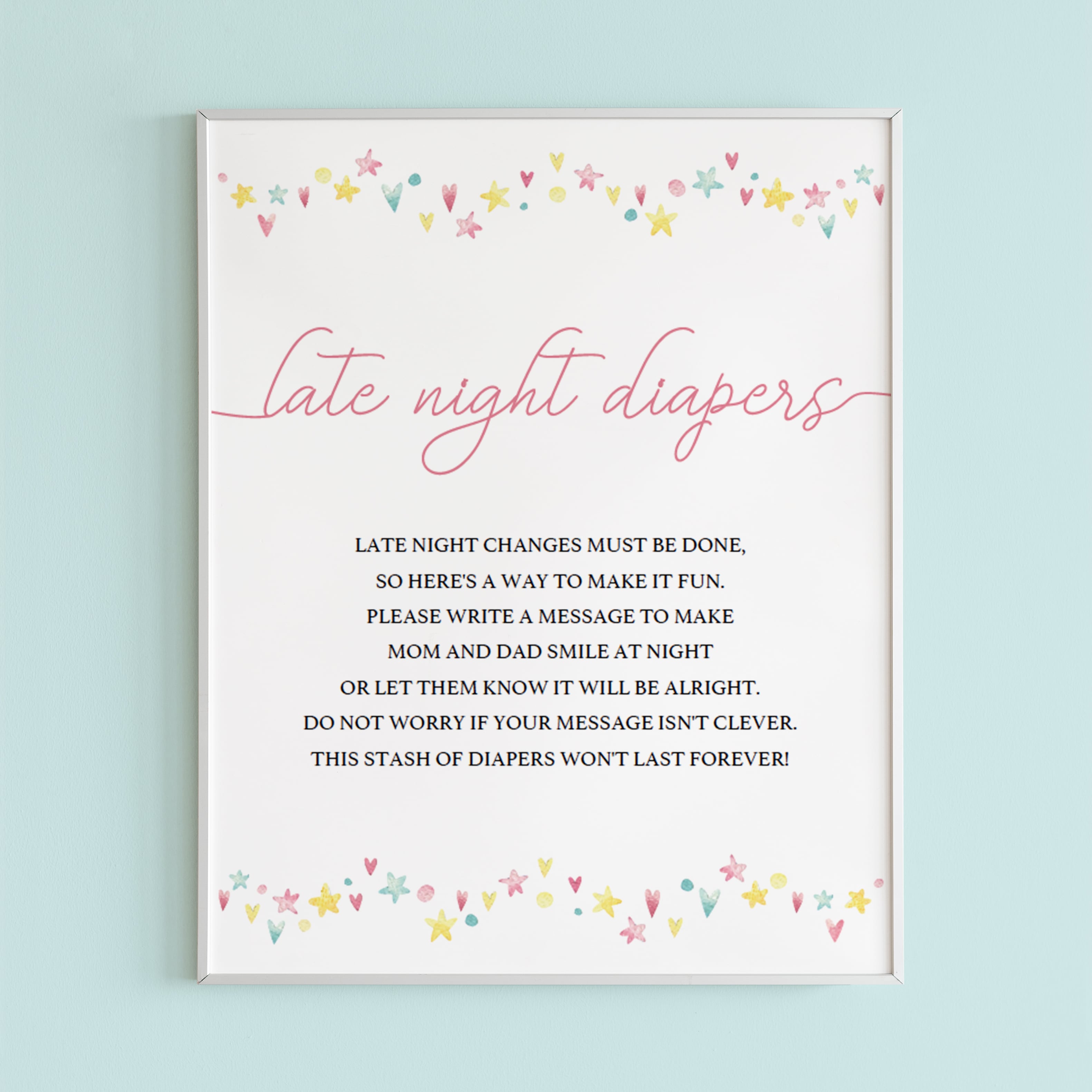 Printable diaper thought station sign for girl baby shower by LittleSizzle