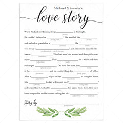 editable love story madlibs wedding games by LittleSizzle